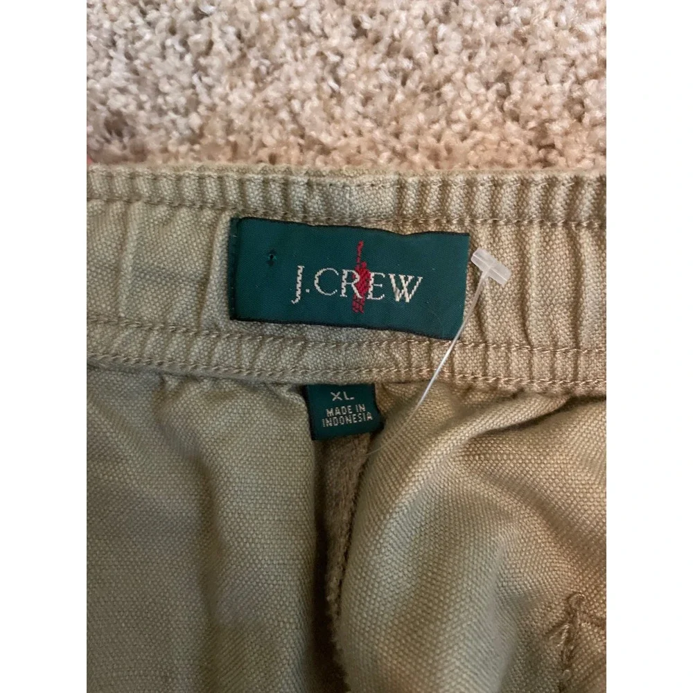 J. Crew Men's Dock Pants XL Linen Blend Khaki Tan Elastic Waist Drawstring